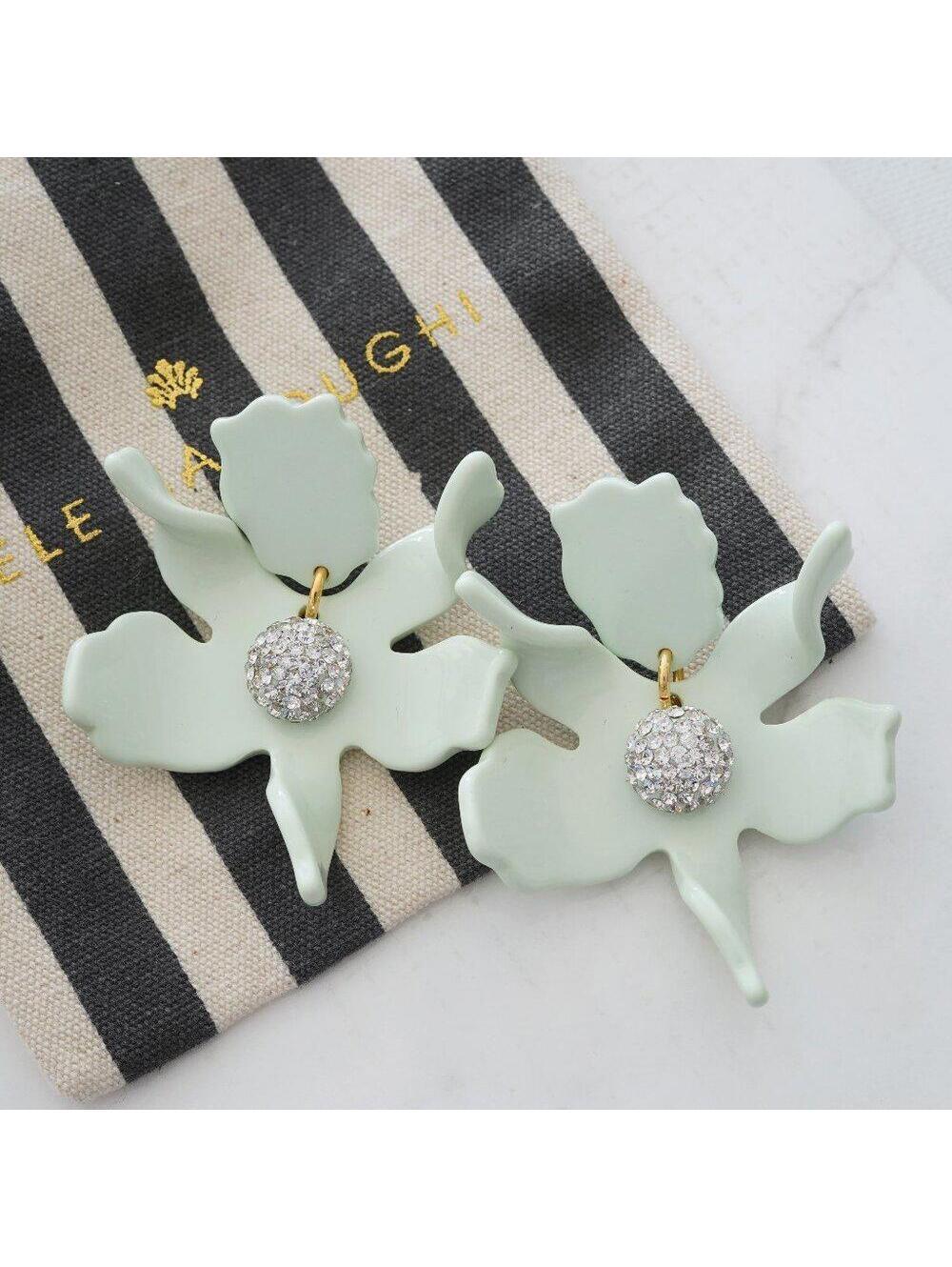 Lele Sadoughi Small Crystal Lily Earrings Mint Green